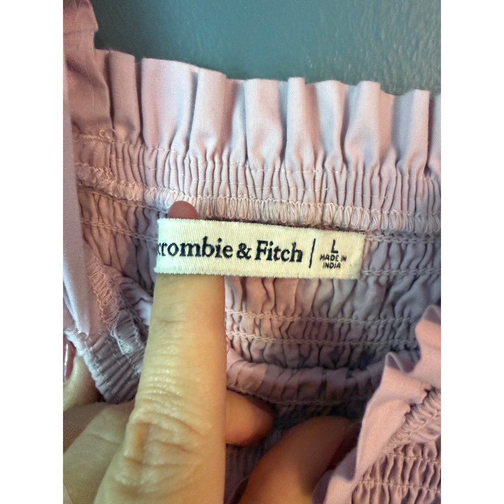 Abercrombie & Fitch Lavender Smocked Tiered Maxi Dress Purple Large L - Picture 3 of 3
